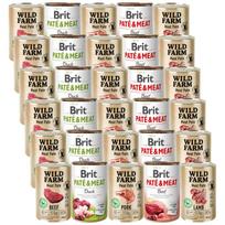 BRIT PATE & MEAT + WILD FARM Pate skonių mišinys 30x400g