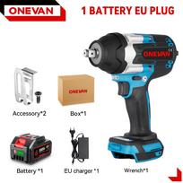 ONEVAN sukimo momento bešepetėlinis elektrinis smūginis veržliasukis 1/2 colio Atsuktuvas Akumuliatorinis veržliasukis Įrankiai Makita 18V akumuliatoriui 1 Battery Set