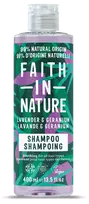 FAITH IN NATURE Lavender & Geranium, visų tipų plaukams, šampūnas, 400 ml