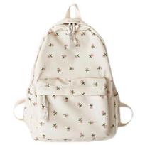 Korean Student School Backpack Floral White School Bags For Teenage Girls Cute Women'S Backpack Brand Book Bag Nylon Rucksack