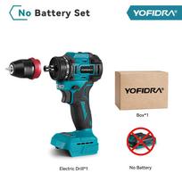 YOFIDRA 10 mm bešepetis elektrinis gręžtuvas atsuktuvas 24+3 sukimo momento akumuliatorinis efektyvus smūginis gręžtuvas, skirtas Makita 18V baterijai No Battery