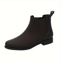 Anti-Slip, Thermal Women's Fashion PVC Rain Boots | Round Toe, Chunky Heel, Mid Heel, Thickened Soft Short Cuff Boots, Hand Wash Only 36 juoda