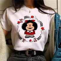 Mafalda marškinėliai moterims Japoniški marškinėliai moterims Komiksų drabužiai Y2k viršus Moteriški drabužiai Kawaii drabužiai S