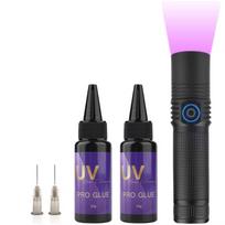 2×30g UV plaukų priauginimo rinkinys: 20W UV LED lempa greitam stingimui per 3-5 sek. | Ilgalaikiai saugūs sukibimai ir lengvai naudojami įrankiai | Profesionalus saloninio lygio rinkinys A Set