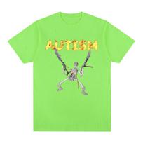 Autism Skeleton Meme T Shirt Funny Humor Skull Meme Men's Fashion Hip Hop T-shirt Casual Cotton Short Sleeve Oversized T-shirts S
