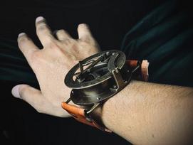 Saulės laikrodis, rankinis laikrodis, žalvarinis kompasas ir odiniai dirželiai, jūrinis, steampunk, rankų darbo M aero