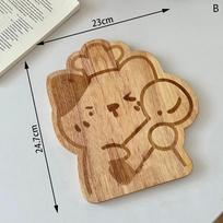 Animacinis Pjaustymo Lenta Kawaii Medinė Maisto Lenta Cinamono Bandelės Mergaitė Vaikai Duona Pusryčių Lėkštė Vaisių Deserto Lėkštė