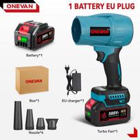ONEVAN bešepetėlis 3 pavarų elektrinis oro pūstuvas Turbo 300000RPM reaktyvinis ventiliatorius rankinis lapų pūstuvas dulkių pūtimo įrankis 21V akumuliatoriui 1 Battery-EU
