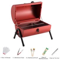 Raudonas / Žalias Nešiojamas BBQ Grilis Storas Anglies Kepimo Krosnelės Židiniu Kieme Sodo Mėsos Kepimo Rinkinys Stovyklavimui Iškylai Lauke raudona