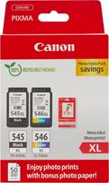 "Canon" PG-545XL / CL-546XL didelio našumo originalios rašalo kasetės, 2 pakuotės (spalvotos ir juodos); įskaitant 50 lapų 4x6 "Canon" fotopopieriaus - kartono pakuotė