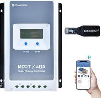 "ECO-WORTHY" 40A MPPT saulės įkrovos valdiklis, 12V/24V įkrovos valdiklis su LCD ekranu, "Bluetooth" programėlės monitoriumi ir RS485, 99 % ličio gelio SLA FLD akumuliatoriaus įkrovimo efektyvumas