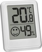 "TFA Dostmann" skaitmeninis mini patalpų drėgmės matuoklis, 30.5060.02, kambario termometras, drėgmės ir temperatūros matuoklis, skirtas patalpų klimato kontrolei, su baterija, baltos spalvos