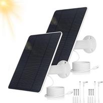 6W saulės baterijos saugumo kamerai - USB-C saulės baterijos įkroviklis 5V 6W su 3M vandeniui atspariu įkrovimo kabeliu, "Micro USB", USB-C ir 3,5 mm statinės prievadu, 360° reguliuojamu saugumo laikikliu, IP66
