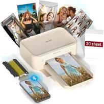 HPRT stalinis nuotraukų spausdintuvas 10 cm x 15 cm su 20 lapų fotopopieriaus ir 1 juostele, momentinių nuotraukų spausdintuvas "iPhone", išmaniesiems telefonams, terminis dažų sublimavimo spausdintuvas, "Wi-Fi" ryšys, namams, smėlio spalvos