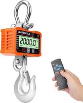 Krano svarstyklės 2000 kg / 4000 lb, elektroninės skaitmeninės pakabinamos svarstyklės, 2T didelės galios pramoninės pakabinamos svarstyklės su tiksliu jutikliu, dideliu LCD ekranu ir nuotoliniu valdymu ūkiui, gamyklai, statybai, kg