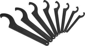 QWORK® 8 kabliukų veržliarakčių pakuotė, 22 mm - 65 mm raktas, skirtas apvaliai veržlei