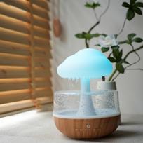 Lietaus debesies drėkintuvas ir aromaterapinis difuzorius su reguliuojamomis LED spalvą keičiančiomis lemputėmis, maitinamas per USB, veikia tyliai, skirtas miegamajam, biurui, svetainei
