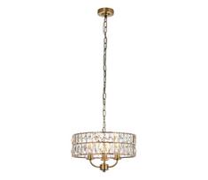 Endon 106243 - Liustra ant grandinės CLIFTON 3xE14/6W/230V Ø 38,5 cm, žalvaris/skaidrus