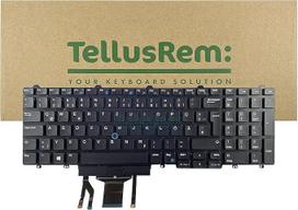 "TellusRem" pakaitinė klaviatūra su vokišku apšvietimu, skirta "Dell Latitude E5550 E5570 5580 5590