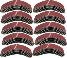 10 medžiaginių šlifavimo juostų pakuotė Šlifavimo juostos (100 mm x 915 mm, 120 grūdėtumo)