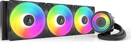 ARCTIC Liquid Freezer III Pro 420 A-RGB - Kompiuterio aušinimas vandeniu, AIO CPU vandens aušintuvas, 3 x 140 mm, 38 mm radiatorius, PWM siurblys, VRM ventiliatorius, AMD AM5/AM4, Intel LGA1851/1700 kontaktinis rėmelis - juodas