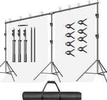 EMART Foto fono stovas 3 m x 6 m, reguliuojamas patvarus fono stovas, fono sistema fotostudijai su 8 spyruokliniais spaustukais, 1 krepšys studijinei nuotraukai, fotografijai, vaizdo įrašui, vestuvėms