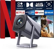 iWIMIUS išmanusis projektorius 4K [automatinis fokusavimas | Dolby Audio] Full HD 1080P projektorius 600ANSI išmanioji sistema Automobilinis vertikalus kiosko korekcija WiFi 6 dvipusis Bluetooth 20W projektorius 360°