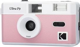 KODAK Ultra F9 - sidabrinis fotoaparatas Daugkartinio naudojimo 35 mm fiksuotas objektyvas 31 mm F/9 Integruota blykstė Lengvas įkrovimas Rankinis vyniojimas Idealiai tinka naudoti patalpose - rožinis
