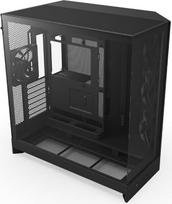 NZXT H9 Flow (2025) - Didelė dviejų kamerų ATX Mid-Tower kompiuterio spinta - 3 x 140 mm ir 1 x 120 mm ventiliatorius - 420 mm radiatoriaus laikiklis - grūdintas stiklas - galima prijungti atgal - juoda