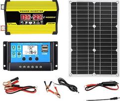 Saulės energijos komplektas - 12 V 300 W saulės kolektorių sistema su inverterio keitikliu, įkrovimo valdikliu ir USB, 110 V/220 V išvestis stovyklavimui, saulės kolektorių keitiklio valdymas
