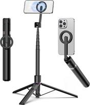 TONEOF 173 cm magnetinis "Selfie Stick" trikojis, stiprus magnetinis aliuminio laikiklis "Magsafe" mobiliajam telefonui, pasukamas 360° kampu, ištraukiamas kelioninis trikojis su metaliniu žiedu ir nuotolinio valdymo pulteliu, nešiojamasis mobilusis telef