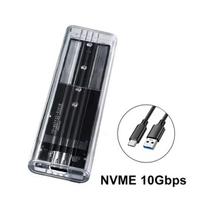 M.2 NVME SATA SSD korpusas C tipo USB 10Gbps 5Gbps PCI-E M2 SSD skaidraus išorinio korpuso kietojo disko dėžutė, skirta M2 2230/2242/2260/2280 SSD NVME 10Gbps
