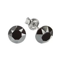Sidabriniai auskarai moterims DiamondSky „Classic (Jet Hematite)“ su Swarovski kristalais