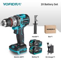 YOFIDRA 700N.m 13mm bešepetėlis elektrinis smūginis grąžtas akumuliatorinis atsuktuvas DIY ledo laužymo elektriniai įrankiai skirti Makita 18V 21V akumuliatoriui 2xBattery-EU Plug