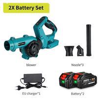 NEWBENY belaidis elektrinis oro pūstuvas 3 pavarų 270° sukimosi reguliavimas belaidis lapų sniego valymo įrankis, skirtas Makita 18V-21V baterijai 2xBattery-EU Plug
