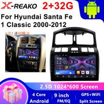 Automobilio radijo navigacija multimedija belaidis Bluetooth Carplay stereo lietimui jautrus ekranas 4G Android Hyundai Santa Fe SM 2000-2012 4 core 2GB+32GB CP