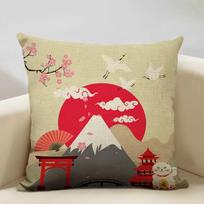 Japonija Fudži kalnas Ukiyo-e Retro Pagalvės užvalkalas Sofos pagalvės užvalkalas Namų dekoras Pagalvės užvalkalas 45x45cm Lino namų tekstilės gaminiai 45x45cm 18x18in