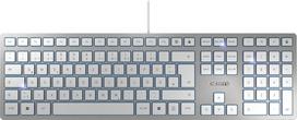 "Cherry KC 6000 Slim" klaviatūra, vokiškas QWERTZ išdėstymas, laidinė, žirklinis mechanizmas tobulam klavišų paspaudimui, itin plokščias dizainas, sidabrinė