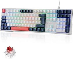 "Redragon K668 QWERTZ" laidinė žaidimų klaviatūra, 105+4 klavišų klaviatūra, "Hot-Swap" lizdas, tylūs raudonos spalvos jungikliai, mišrių spalvų klavišų dangteliai, RGB apšvietimas, daugialypės terpės nuorodos