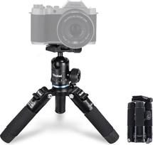 "Rollei Compact Traveler Mini M1", mini trikojis fotoaparatui, pagamintas iš aliuminio 49 cm, lengvas stalinis kelioninis trikojis su "Arca Swiss" rutuline galvute Kompaktiškas stalinis trikojis DSLR, juodas, trikojis mažas mini