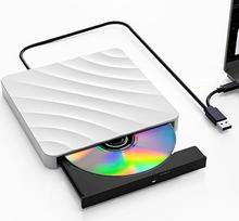 Išorinis DVD kompaktinių diskų įrenginys USB: Išorinis CD diskas nešiojamajam kompiuteriui, išorinis optinis diskas +/-RW ROM, išorinis CD/DVD įrašymo įrenginys ir grotuvas "Windows 11/10/8/7/XP Linux Vista MacOS" (baltas)
