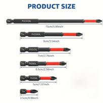 6 vnt. PH2 Magnetinis Neslystantis Kryžminis Atsuktuvų Galvučių Rinkinys 25-150 mm Atsuktuvų Galvutė Didelio Kietumo Elektrinio Atsuktuvo Įrankis 6pcs black