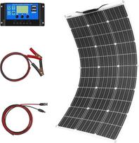 Monokristalinių saulės kolektorių rinkinio sistema 100 W lankstus saulės modulis 10 A 12 V / 24 V saulės įkrovimo valdiklis Jūrų saulės kabelis Sunkvežimio stogas, išjungta sistema, stovyklavimas, 12 V akumuliatorius, balkono saulės sistema