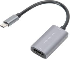 USBC C į HDMI, vaizdo įrašymo kortelė C tipo HDMI į USB-C 4K 1080P Game Live Silver Grey Drive Z29A, didelės skiriamosios gebos HDMI žaidimų įrašymo kortelė mobiliesiems telefonams, žaidimų konsolėms,