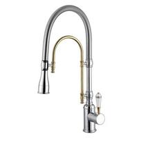 Pull out Kitchen faucet Gold kitchen sink Mixer tap Top Quality Total Brass kitchen faucet vanity water tap faucet sink faucet auksas