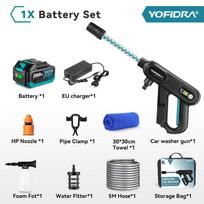 YOFIDRA 220Bar bešepetėlis aukšto slėgio automobilių plovimo pistoletas 3 pavarų elektrinis sodo plovimo purškimo pistoletas, skirtas Makita 18V akumuliatoriui 1 Battery Set