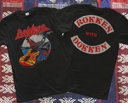 Dokken Grupės Marškinėliai Dokken Grupės Koncertinis Medvilninis Juodas Unisex T-shirt Amerikietiški Per dideli Trumpomis Rankovėmis Vyrams Moterims Gatvės Hip-hop Topas M
