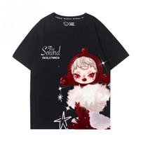 SKULLPANDA personalized graphic T-shirt summer 100% cotton round neck T-shirt outdoor leisure fashion Harajuku men women T-shirt S juoda