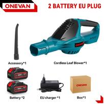 ONEVAN 5500 W bešepetėlis elektrinis oro pūstuvas Belaidis lapų dulkių sniego valymas Labai galingas švarus elektrinis įrankis skirtas Makita 18V baterijai 2 Battery-EU