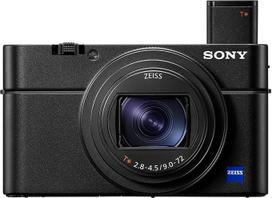 "Sony RX100 VII" kompaktiškas fotoaparatas ("Premium" 1 colio jutiklis, 4K vaizdo įrašas, 24-200 mm F2,8-4,5 ZEISS priartinimo objektyvas, automatinis žmonių ir gyvūnų akių fokusavimas, pasukamas ekranas - idealiai tinka kelionėms, vaizdo dienoraščiams ir